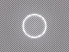 Round shiny frame background with lights. Abstract luxury light ring. Vector illustration