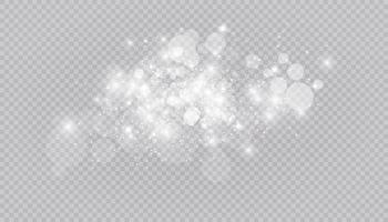 Glowing light effect with many glitter particles isolated