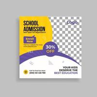 School Admission Promotion Social Media Post Template Design vector