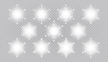 Vector big set of white light Snowflake design elements