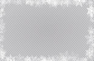 Rectangular winter snow frame border with stars, sparkles and snowflakes vector