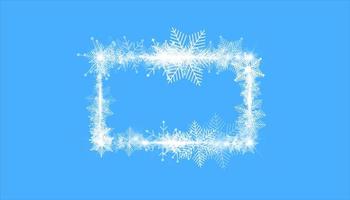 Rectangular winter snow frame border with stars, sparkles and snowflakes on blue vector