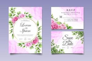 Beautiful Hand Drawing Floral Wedding Invitation Template vector