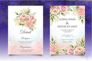 Beautiful Hand Drawing Floral Wedding Invitation Template vector