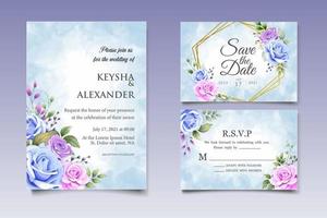 Hand Drawing Floral Wedding Invitation Card vector