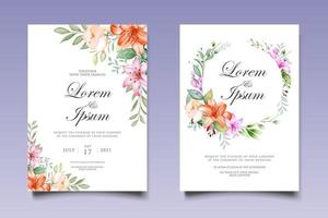 Beautiful Hand Drawing Floral Wedding Invitation Template vector