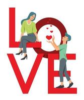 la mujer y el hombre tienen una gran palabra de amor y coqueteo. vector