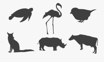 ilustración vectorial de colección de siluetas de animales vector