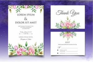 Beautiful Hand Drawing Floral Wedding Invitation Template vector