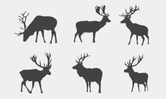 Ilustración vectorial de colección de siluetas de ciervos de animales vector
