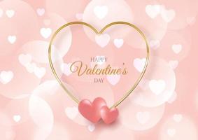 Valentines day background with hearts and bokeh lights vector