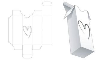 Tall packaging with heart shaped window die cut template vector