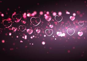 valentines day background with hearts and bokeh lights vector