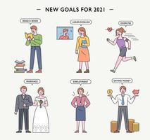 New Year goal characters. vector