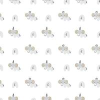lindo patrón sin costuras con elefantes dibujados a mano en estilo escandinavo. ilustración vectorial para diseño de bebés y niños, estampado de camisetas, decoración de guardería, póster, tarjeta de felicitación vector