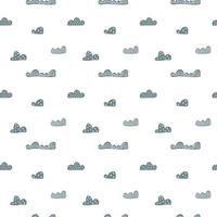 Child cute doodle clouds seamless pattern in scandinavian style. Vector hand drawn kids nordic wallpapers, holiday