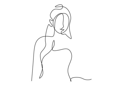 One continuous line of face abstract isolated on white background vector