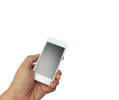 Phone in hand on white background photo