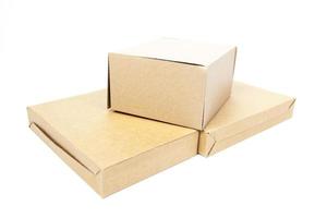 Brown boxes on white background photo