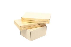 Brown boxes on white background photo