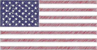 USA flag vector in sketch style