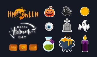 Collection of halloween icon in flat design. Cute icon design. Vector illustration.