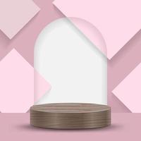 Abstract minimal scene on pink background with cylinder podium and leaves vector