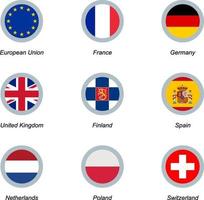 Set of round icons with flags vector