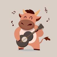 Cow Playing Guitar vector