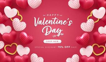 Happy Valentine Day background or banner with lovely elements. vector