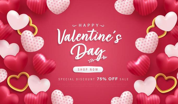 Happy Valentine Day background or banner with lovely elements.