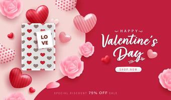 Happy Valentine Day background or banner with lovely elements. vector