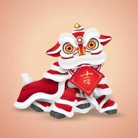 Chinese new year lion dance. Happy and cute character cartoon. Isolated. vector