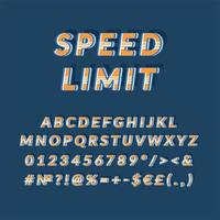 Speed limit header vintage 3d vector alphabet set