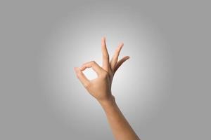 Close-up of a woman's hand isolated on white background photo