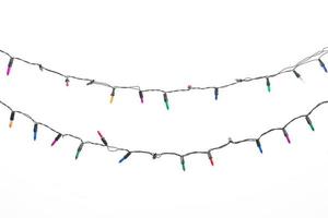 String lights on white background photo