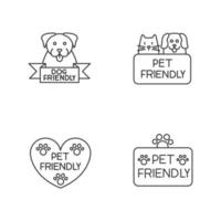 Pet friendly service pixel perfect linear icons set. Animals grooming salon, cats and dogs allowed areas.Customizable thin line contour symbols. Isolated vector outline illustrations. Editable stroke