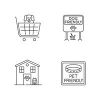 Pet friendly areas pixel perfect linear icons set. Four-legged friends welcome shops and houses. Customizable thin line contour symbols. Isolated vector outline illustrations. Editable stroke