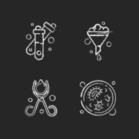 Laboratory tools chalk white icons set on black background vector