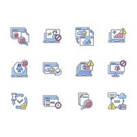 Web notifications RGB color icons set vector