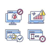 Internet browsing notifications RGB color icons sets vector