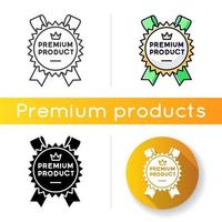 icono de producto premium. Estilos lineales de color negro y rgb. producto y servicio de primera clase, valor de marca. clase real, mejor, insignia de bienes superiores con ilustraciones vectoriales aisladas de corona vector