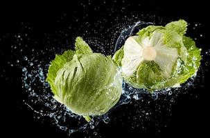 Fresh cabbage and water photo