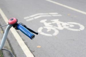 Bicycle symbol on road photo