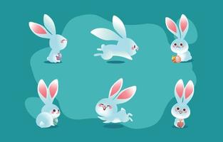 Lindo concepto de personaje de conejo blanco de pascua vector