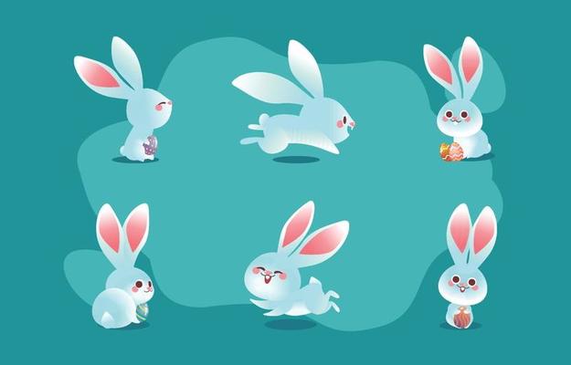 Cute Easter White Bunny Rabbit Character Concept