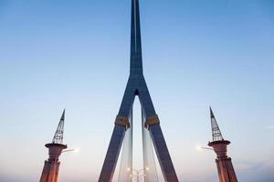 Rama VIII Bridge in Bangkok at sunrise photo