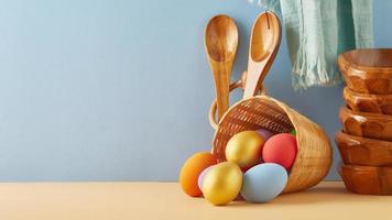 Easter eggs in a basket photo