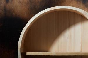 Empty wooden shelf photo