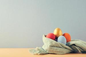 Easter eggs on cloth photo